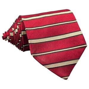 Brooks Brothers Tie Mens Red Beige Silk Classic Neckwear Made USA Preppy Striped